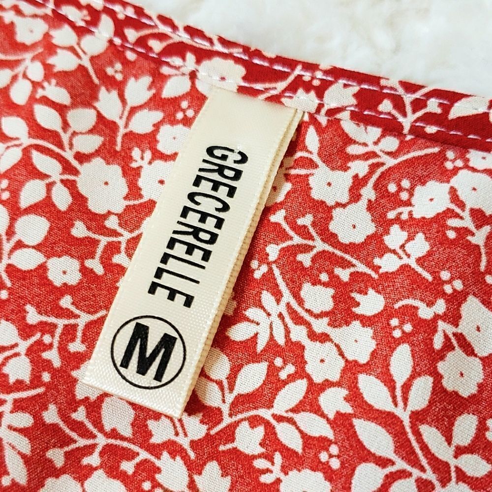 Grecerelle Red Floral Wrap High-Low Dress - Picture 10 of 10